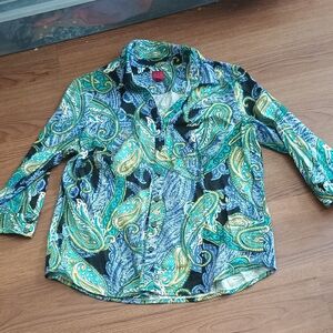 212 Collection Blue and Green Paisley Shirt
